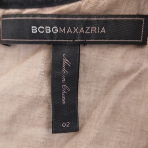 Size 2 BCBGMaxAzria Black and Nude Eyelet Dress Rhinestone Jeweled neckline - Picture 11 of 13